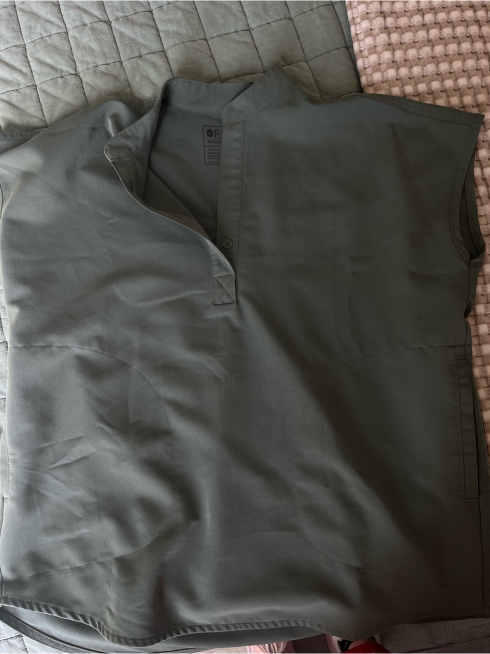 Scrub Top - l Dark Grey Mandarin Collar XXS